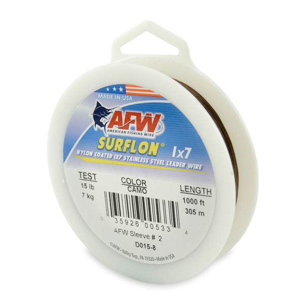 AFW - Surflon Nylon Coated 1x7 Stainless Steel Leader Wire - Camo - 1000 Feet