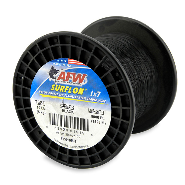 AFW - Surflon Nylon Coated 1x7 Stainless Steel Leader Wire - Black - 5000 Feet