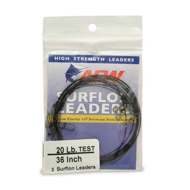 AFW - Surflon Leaders Nylon Coated 1x7 Stainless Steel Wire Leaders - Sleeve - Swivel -  LockSnap - Black - 36 Inch -  3 pc