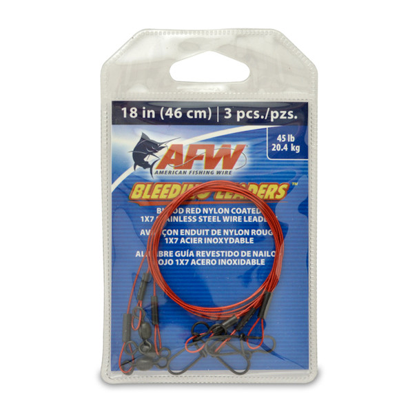 AFW - Bleeding Leaders - Blood Red Nylon Coated 1x7 Stainless Steel - 18 Inch - 3pc