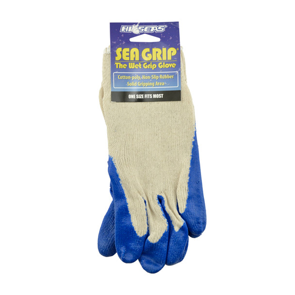 Hi Seas - Luvas antiderrapantes Sea Grip, azul escuro/branco, grandes, 1 par