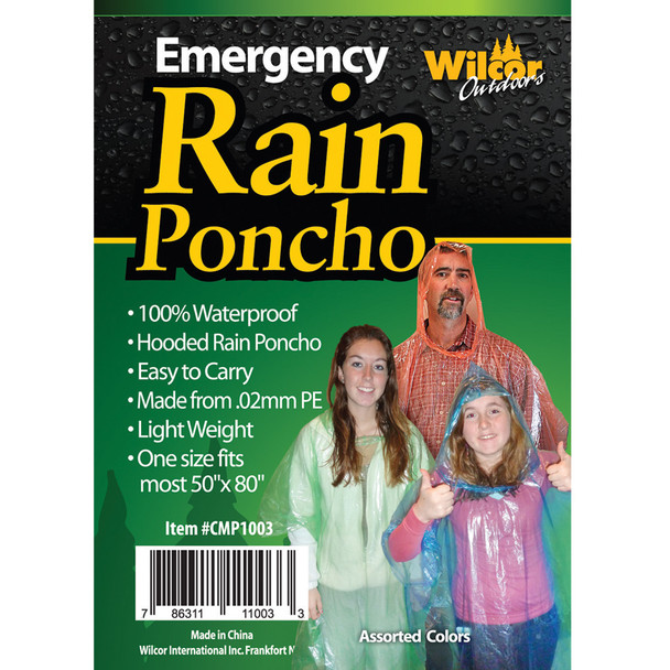 Emergency Rain Poncho Assorted