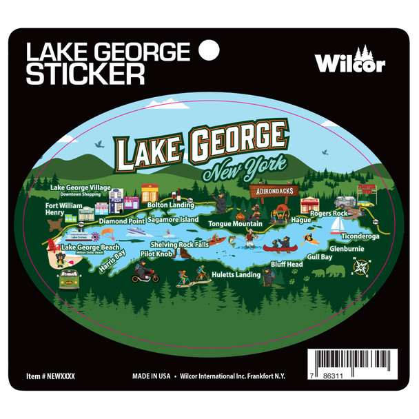 Lake George Map Oval Sticker