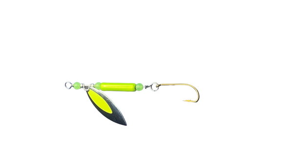 Fishslayer Tackle 3/8oz Clatter  Jig / Spinners Yellow Slayer -- Yellow Glow Body & Yellow Glow Beads & A Yellow Spinner