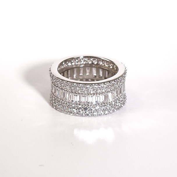 Charles Winston, S Silver, Cubic Zirconia Baguette & Round Eternity Band
