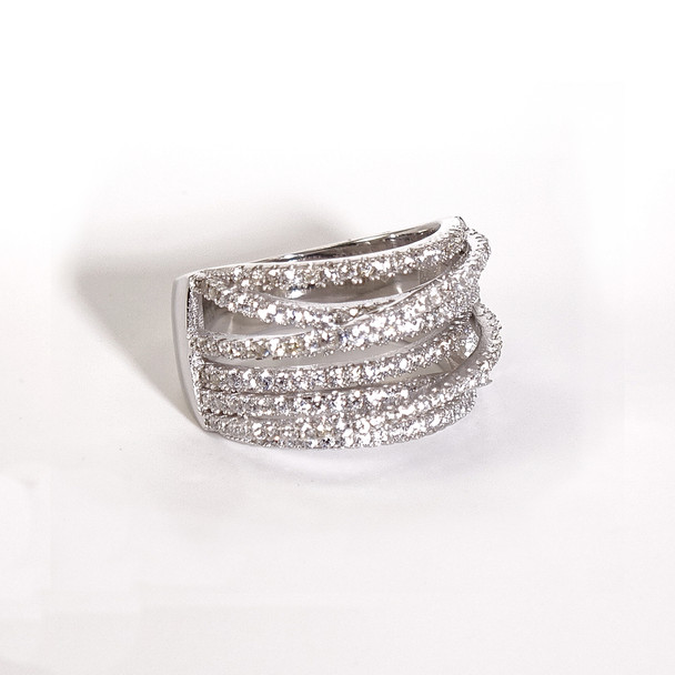 Charles Winston, S Silver, Cubic Zirconia Multi Bankd Ring