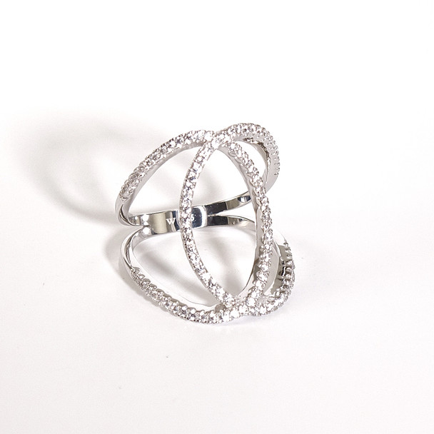 Charles Winston, S Silver, Cubic Zirconia Free Form Ring