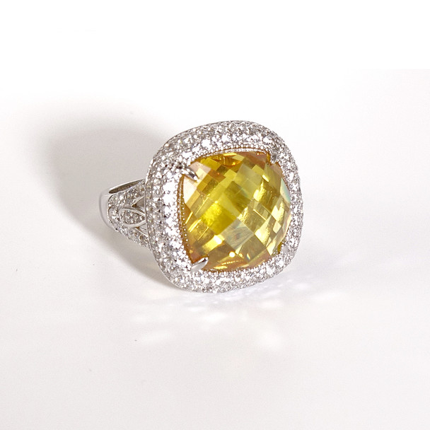 Charles Winston, S Silver, Yellow & White Cubic Zirconia Ring