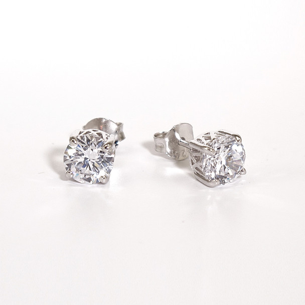 Charles Winston, boucles d'oreilles rondes en argent s, zircone cubique de 6,5 mm