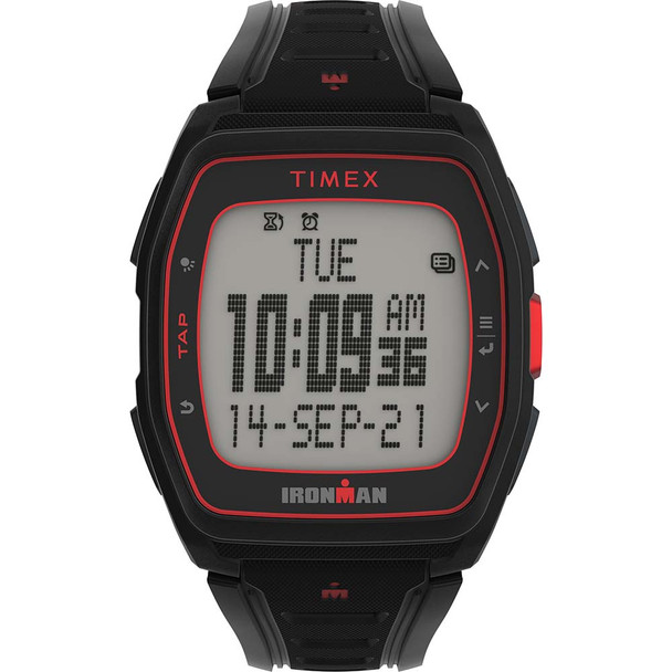 Timex ironman t300 silikonirannekello - musta/punainen