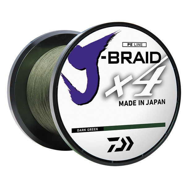 Daiwa J-BRAID x4 Braided Line - 65 lbs - 300 yds - Dark Green