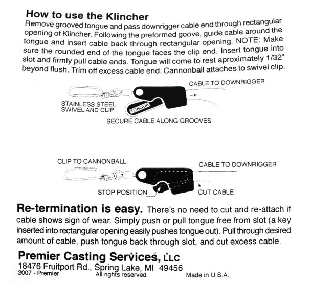 Tru-Trac Klincher - Downrigger Cable Terminator