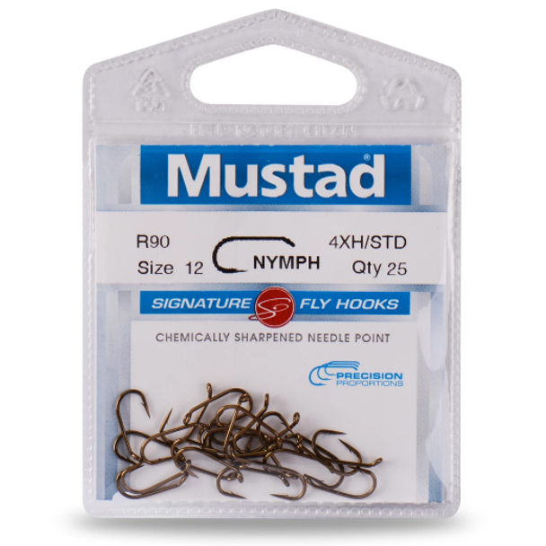 Mustad Signature Nymph Fly Hook 4X Strong (R90NP-BR)