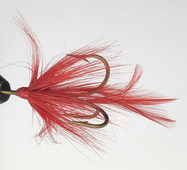 10 Flies -  Red Feather Red Head on Bronze 1 Mustad Treble Hook