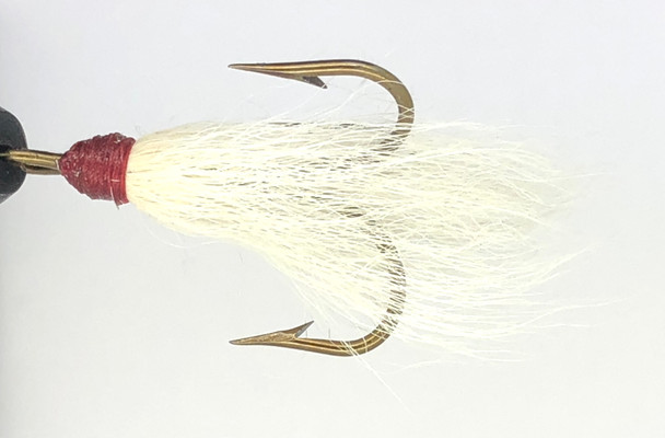 10 Flies -  White Bucktail w/ Red Head on Bronze 1 Mustad Treble Hook