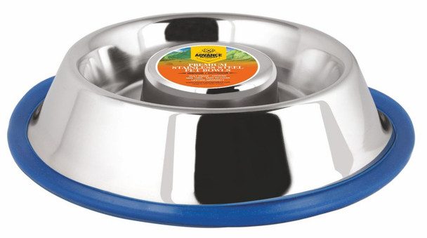 Large 58oz Advanced Pet Products Slow Feeding Stainless Steel Non-Skid Bowl