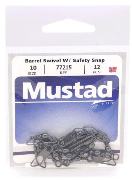 Mustad Barrel Swivel With Safety Snap 