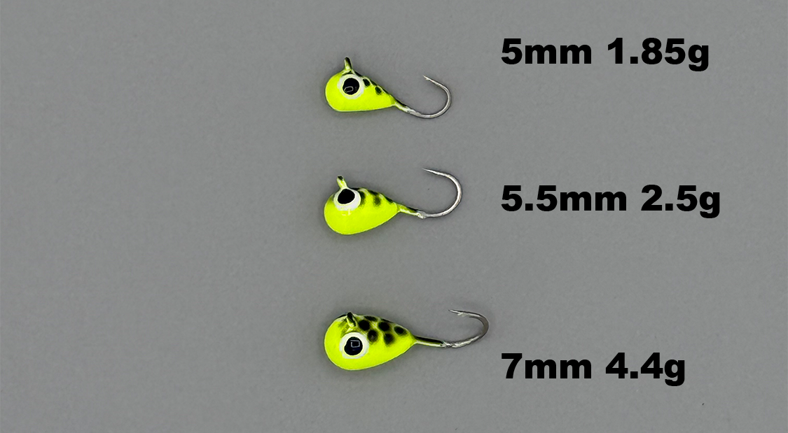 FISH307 Tungsten Ice Jig - Chartreuse Black Dot