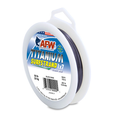 AFW - Titanium Surfstrand Leader Kit - 25 Ft / 7.6 M Wire, 25 Pc Stainless  Black Sleeves, 25 Pc Black Shrink Tubing 