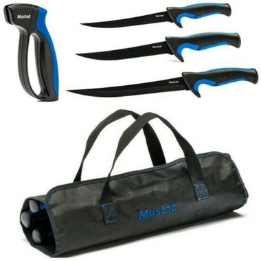 Mustad Blue 3 Knife Kit With Knife Sharpener - MT096 