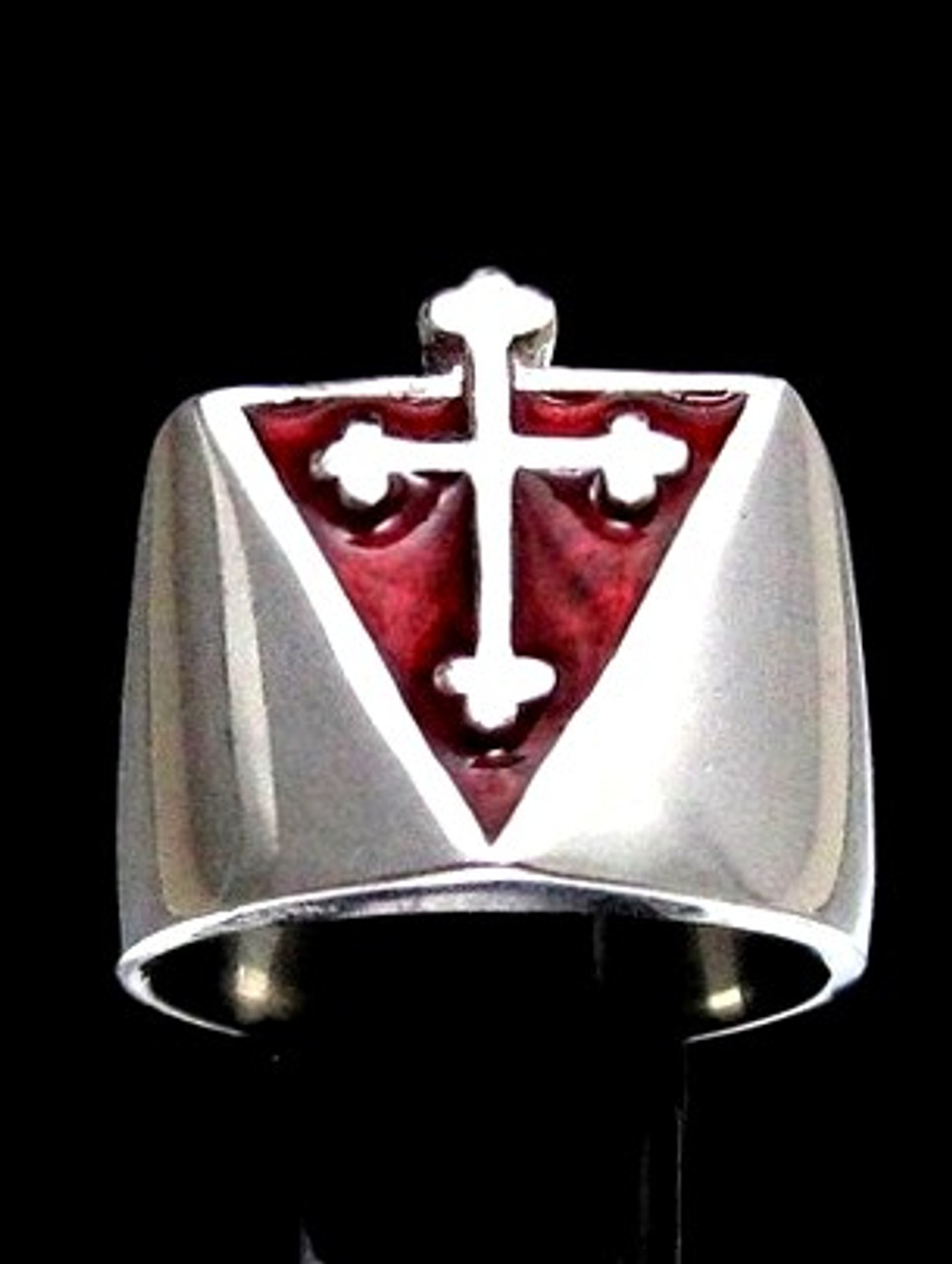 Maltese Cross With Black Enamel Biker Ring 13 G 925 Sterling -  Norway