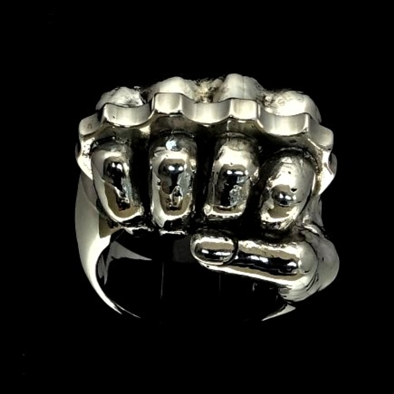 Heavy Sterling silver men's ring Fist with Knuckle Duster