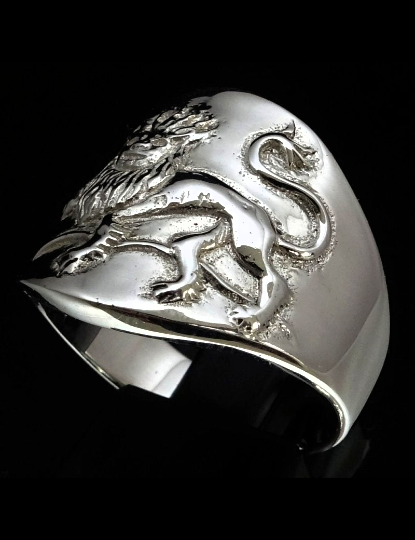Sterling silver Zodiac ring Leo The Lion Horoscope high polished 925 silver