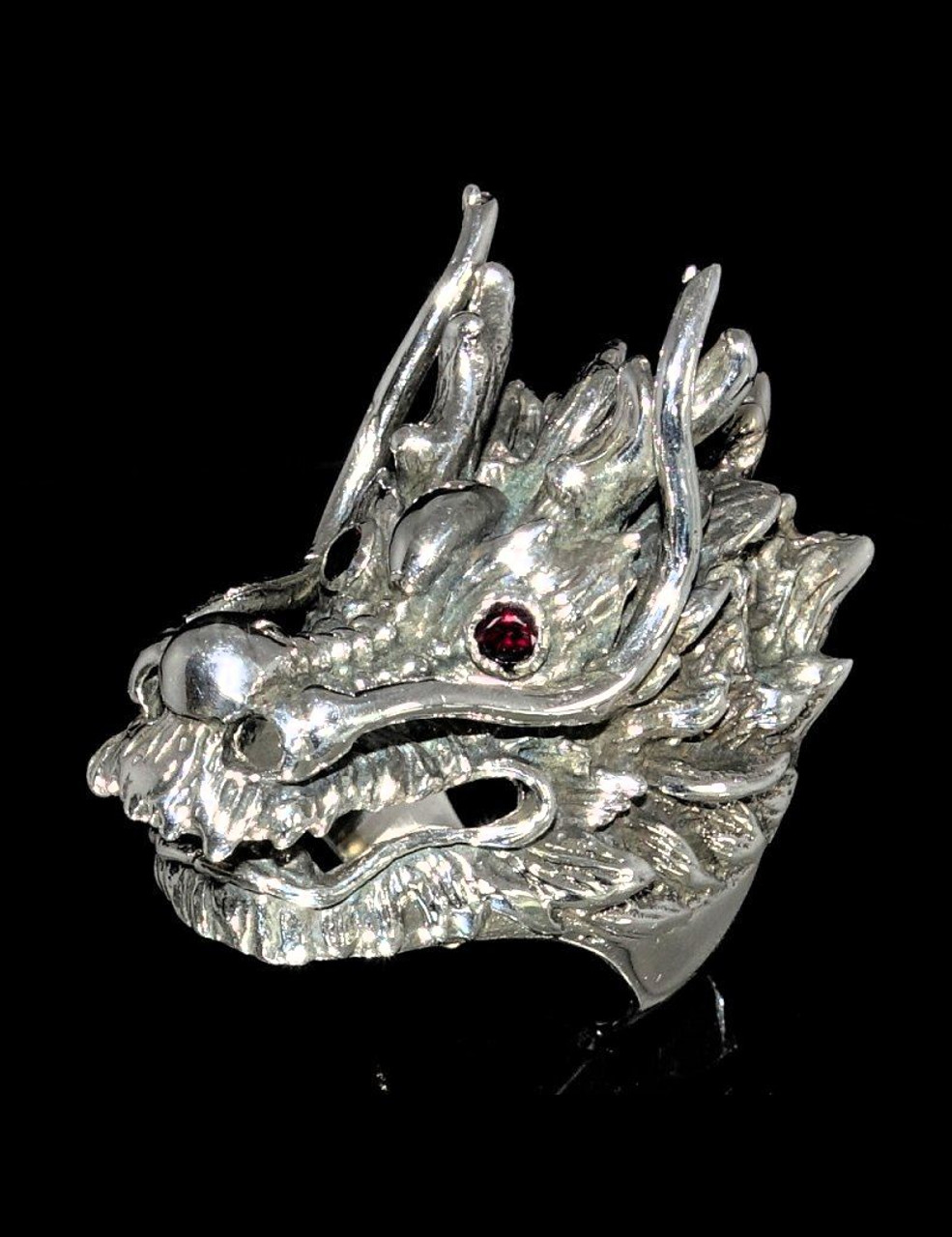 925 sterling silver Dragon head ring,Silver dragon ring,Dragon jewelry –  手工设计饰品