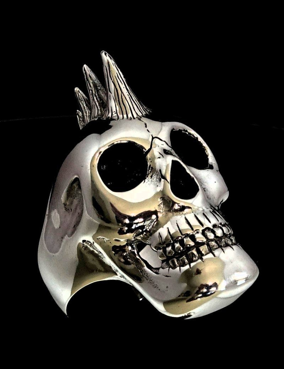 アクセサリー inipi skull claw Sterling silver men's ring Punk Skull with Mohawk anarchy