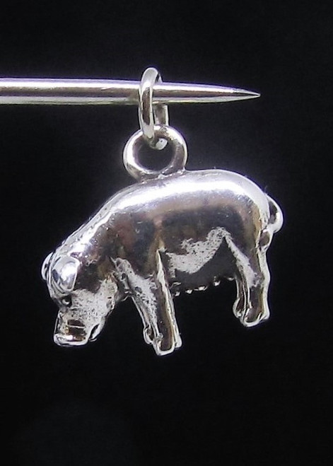 Cute little Sterling silver Animal Pendant Pig Swine high polished 925 silver