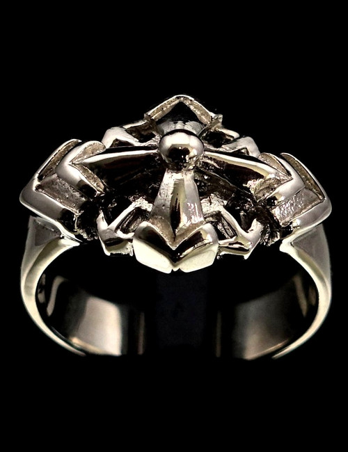 Sterling silver ancient Sumerian Symbol ring Star of Ishtar Eight pointed Chaos Cross high polished 925 silver