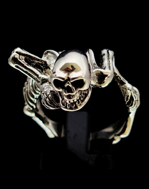 Sterling silver Skull ring Evil Skeleton high polished 925 silver