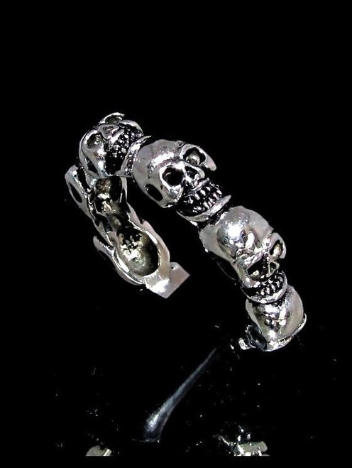Sterling silver Biker Skull ring 6 mini Skulls high polished 925 silver