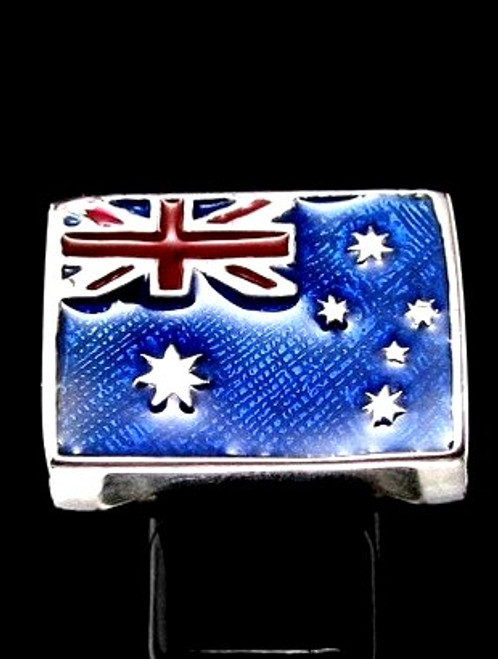 Sterling silver Australian Flag ring Australia with Red & Blue enamel 925 silver