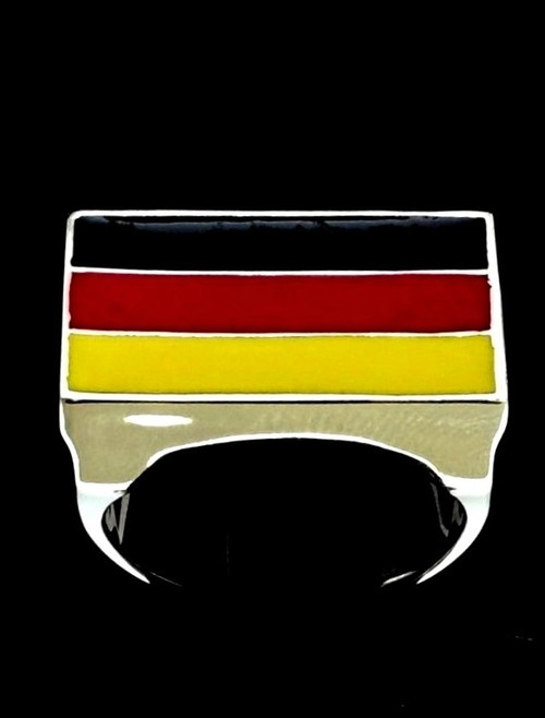 Sterling silver German Flag ring Germany with Black Red and Yellow enamel 925 silver