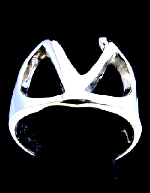 Sterling silver ring initial Nu Greek alphabet letter symbol high polished 925 silver