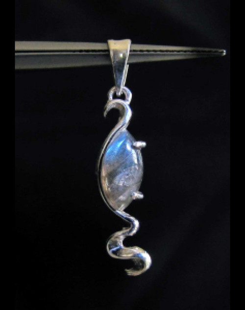 Ornate Sterling silver Pendant with marquise cut natural Blue Labradorite Gemstone