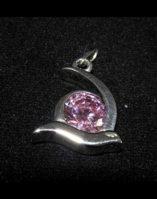 Fancy Sterling silver women's pendant with a Sparkling Pink CZ 925 silver