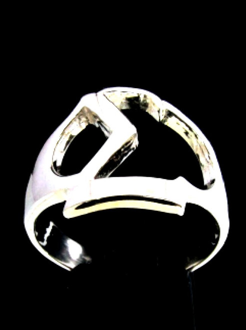 Initial Sigma Sterling silver ring Greek alphabet capital letter high polished 925 silver