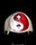 Sterling silver Card player symbol ring Yin Yang in Spades with Red enamel high polished 925 silver