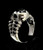 Sterling silver Biker ring 1 Percent symbol on Evil Skeleton Skull and Bones with Black enamel 925 silver