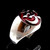 Sterling silver ancient symbol ring Ohm Buddhist Sacred sound Buddhism on Red enamel dome high polished 925 silver