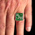 Sterling silver men's signet ring Sinhalese Lion Flag Sri Lanka on Green enamel