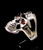 Sterling silver ring Grinning Skull with Red CZ Eyes Bio Hazard Toxic Waste Warning symbol high polished 925 silver