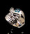 Sterling silver Biker ring 1 Percent Winking Bully Skull on Blue enamel high polished 925 silver