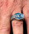 Sterling silver ring AKA Also Known As pseudonym with Blue enamel high polished 925 silver