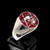 Sterling silver ring Skull on Hexagram Occult Star symbol with Red enamel high polished 925 silver