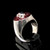 Sterling silver ring Skull on Hexagram Occult Star symbol with Red enamel high polished 925 silver