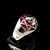 Sterling silver ring Hexagram Skull Occult Star symbol on Red enamel dome high polished 925 silver