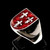 Sterling silver ring Fleur de Lys Royal coat of arms France 3 French Lily Flowers on Red enamel 925 silver